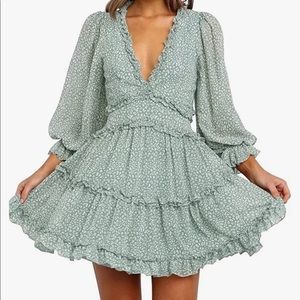 Sage Green Ruffled Dress